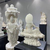 Statue de Bouddha Kuanyin et Quan Yin antique sculptée en marbre de jade blanc naturel, taille personnalisée, à vendre