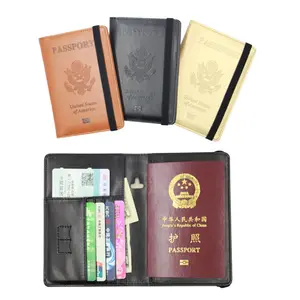 Özelleştirilmiş abd pasaport tutucu Rfid pasaport cüzdanı Pu deri pasaport kapağı