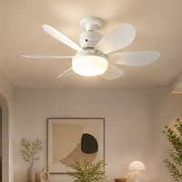 Ventilador de Techo LED E27 con Luz, 6 Aspas, Control Remoto, Regulable, 3 Colores, 5 Velocidades, Desmontable, Blanco para Dormitorio