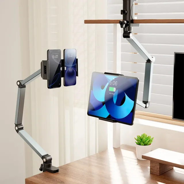 Live Streaming New Tablet Arm Stand Made Aluminum Alloy Foldable Rotatable Adjustable Height Bed Use Phone/Tablet