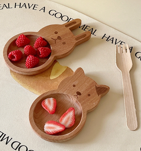 Ensemble de 2 sauces à trempage créatives en bois de hêtre pour marmite chaude pour chat et lapin Vaisselle en bois et sauces à trempage créatives pour jus de tomate - Product Image 5