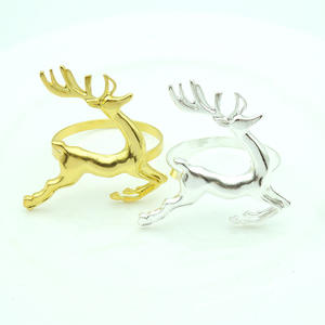 Deer <span class=keywords><strong>Plain</strong></span> Metal Gold Servietten ringe - Product Image 6