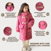 Manteau d'hiver en fausse fourrure de vison pour filles, mi-long, épais, avec boutons en corne, coupe ample, style coréen, 100-140 cm