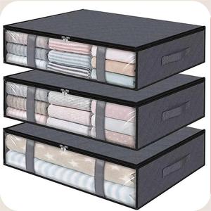Thick Fabric Foldable Under Bed <b>Storage</b> <b>Box</b> Organizer Containers Underbed <b>Clothes</b> <b>Storage</b> Bags With Window - Product Image 5