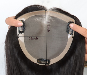 本物の人間の髪のシルクトッパー3 #-レースベース5X5インチシルクベースファインバージンナチュラルヘアトゥーピー女性用シルクトップヘア - Product Image 4