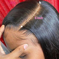 Pas cher 2x6 HD Transparent Dentelle Fermeture Os Droite Fermeture de Cheveux Humains Pré-Plumé Dentelle Brésilienne Naturel Extensions de Cheveux Humains