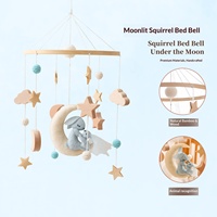 Hochet de lit de bébé style nordique Lapin de la Lune, ornements suspendus en bois faits main au crochet pour chambre d'enfant, pour filles de 0 à 3 ans