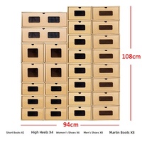 Boîte à chaussures en carton ondulé E-flute premium épaissi - Pliable, transparente et empilable, organisateur de rangement