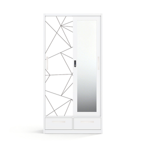 Armario estampado con puertas correderas de acero, espejo y dos cajones de 900 mm - Product Image 1