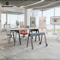 Table de conférence moderne avec cadre en acier à bords biseautés, directement de l'usine SpaceUnited