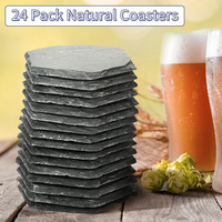 Sous-verre de tapis de tasse en ardoise hexagonale de gravure laser antidérapante noire imprimée UV naturelle en gros pour café Camping extérieur