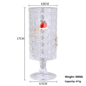 Vaso <span class=keywords><strong>de</strong></span> Cristal <span class=keywords><strong>de</strong></span> Sodio y Calcio Personalizado <span class=keywords><strong>de</strong></span> Fábrica, Diseño 3D <span class=keywords><strong>de</strong></span> Flores Navideñas, para Jugo o Agua - Product Image 5
