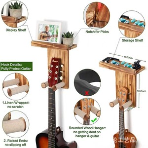 Estante de almacenamiento de guitarra de madera para pared, expositor de madera maciza para decoración de pared, soporte flotante minimalista para ukelele - Product Image 4