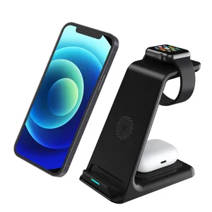 3 in 1 15w Fast Charge Magnetic Wireless Charger Stand holder Qi Wireless Charging pad Station for iPhone iWatch Airpods