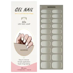 Huizi Uv Gel Hot Selling Long Lasting Full Gel Nail Sticker Semi Cured Gel Nail Wraps Press On Nails/Tiktok