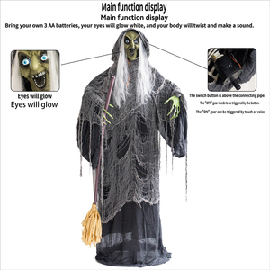 Décoration d'Halloween animée avec capteur de mouvement, sorcière avec lumière LED et son, accessoire effrayant pour <span class=keywords><strong>maison</strong></span> <span class=keywords><strong>hantée</strong></span> - Product Image 5