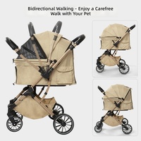 Poussette et porte-animaux pliables en métal, légères, utilisables d'une seule main, avec poussée bidirectionnelle et 4 roues, pour chiens et chats de petite taille, usage quotidien