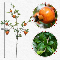 Branche de grenade artificielle, tige de fruit artificielle, feuilles en plastique, arrangement floral mixte, décoration de mariage, maison, vase, table, vente en gros