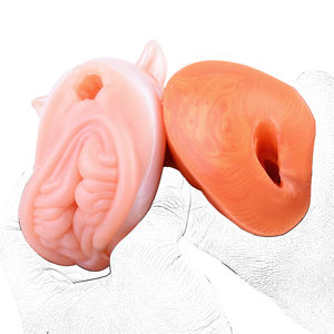 GEEBA lindo animal estilo bolsillo coño masturbador masculino taza doble canal pene stroker masajeador silicona vagina juguetes sexuales - Product Image 6