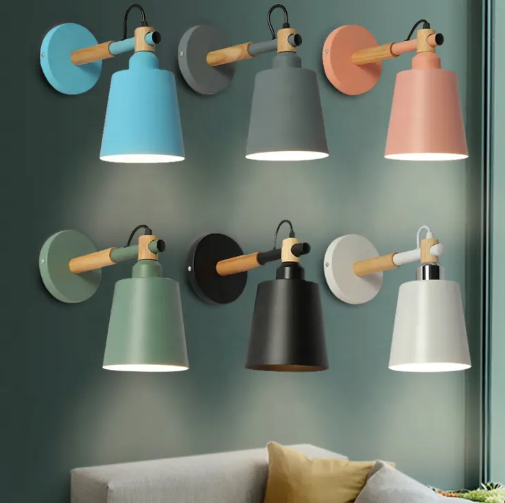 Macaroon Iron Wall Lights Lamps For Bedside Lighting Wall Sconce Lighting Modern E27 E26 LED Wall Lamp