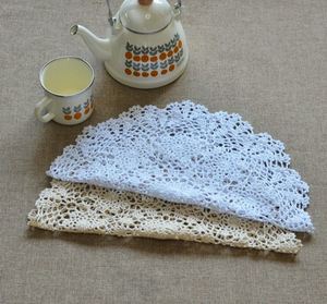 Juego de manteles individuales y posavasos de encaje de algodón hecho a mano, lavable, estilo bohemio, para mesa de comedor o bodas - Product Image 5