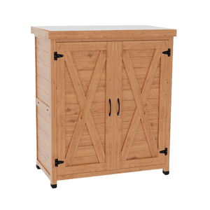 Banc de travail en bois naturel pour jardin extérieur avec rangements et plateau de table en bois imperméable – Station de travail extérieure pour livraison directe - Product Image 4