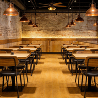 Nuovo Design Set Tavolo da Pranzo Industriale con Sedie Impilabili in Legno e Metallo per Ristorante, Soggiorno, Centro Commerciale