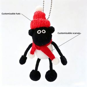 Custom Scarf New Nose Super Soft Farm Animal Plush Keychain Stuffed Sheep Charm <b>Keyring</b> <b>Cute</b> - Product Image 1