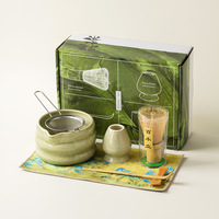 Vente en gros de service à thé matcha bol à matcha cuillère fouet en bambou ensemble de 7 pièces en céramique Chawan japonais essentiel Matcha ensemble avec boîte-cadeau