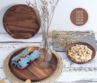Assiettes et plateaux jetables personnalisés en bois d'acacia massif, écologiques, avec émail coloré, style américain, motif floral
