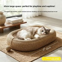 Lit-griffoir pour chat en mousse de lin, durable, sans peluches, monobloc, coussin à griffer extra-large, nid douillet pour chat, résistant aux déchirures, style mignon