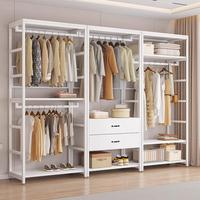 Armoire ouverte en métal avec cadre en acier, penderie autoportante, étagère suspendue multi-niveaux pour chambre à coucher ou dressing