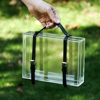 Boîte cadeau transparente en PS recyclable et portable pour la fête des enseignants, avec entrée personnalisée pour bougie et artisanat
