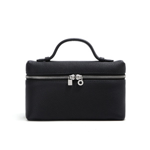 Bolso de mano cuadrado de cuero genuino personalizado para mujer con cierre de cremallera, bolso cruzado de moda para uso diario - Product Image 1