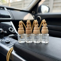 Diffuseur de parfum pour voiture en verre vide avec bouchon en bois en forme de gourde, pendentif désodorisant pour voiture, aromathérapie