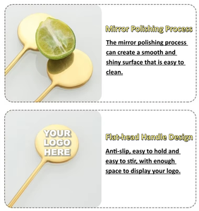 Pengaduk Minuman Koktail dari Baja Anti Karat Aman untuk Makanan, Desain Kustom, Warna LOGO, Perak Emas - Product Image 4