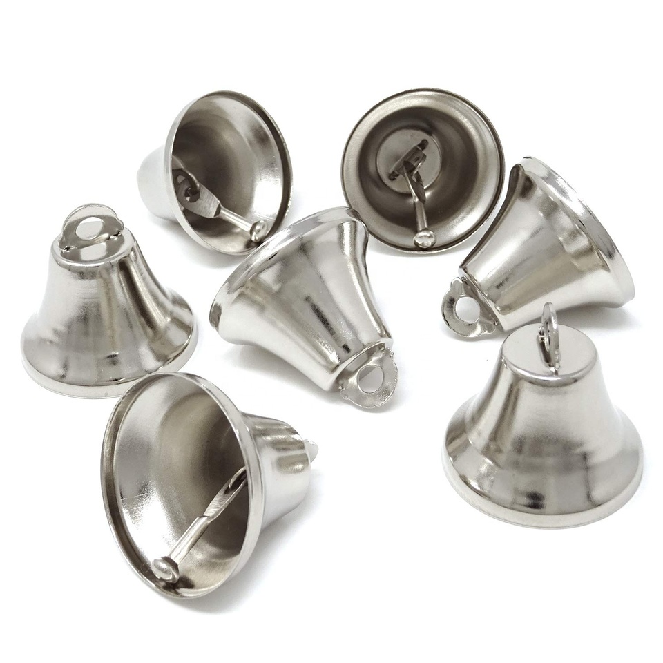 Silver Metal Large Jingle Bells Festival & Home Holiday Decor Bell