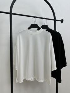 Magliette da <span class=keywords><strong>donna</strong></span> Oversize da <span class=keywords><strong>donna</strong></span> 100% in cotone lavato con acido retrò T-shirt Casual larghe - Product Image 5