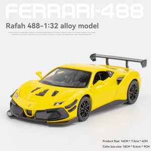 Aleación 1:32 Diecast Car Model Rafa 488 con sonido y luz Pullback Doors Open Metal Display Collection Toy - Product Image 6