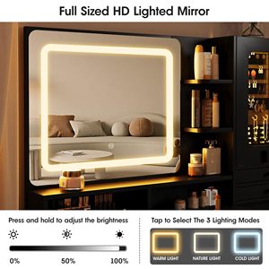 Tocador Moderno de Madera Blanca con <span class=keywords><strong>7</strong></span> Cajones, Espejo de Pie, Gabinete para Joyas y Estantes - Diseño Duradero - Product Image 4