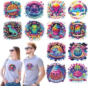 Autocollants DTF amusants pour adultes à motif Cactus et Pieuvre, prêts à presser, transferts thermocollants pour T-shirts, vêtements et décoration DIY - Product Image 1