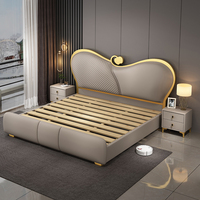 Lit Double Luxueux et Créatif, Moderne et Simple, Cadre de Lit en Bois Massif, Lit King Size, Lit Queen Haut de Gamme, Ensemble de Meubles de Chambre à Coucher
