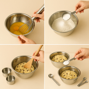 Juego de 3 Tazones para Mezclar de Acero Inoxidable, Duraderos, Resistentes al Óxido, Aptos para Lavavajillas, para Fiestas, Cocina, Repostería y Preparación de Alimentos - Product Image 4