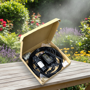 Koelende bevochtigings- en irrigatiesysteem met nevelspuitkop, sproeier en pomp voor de tuin - Product Image 1