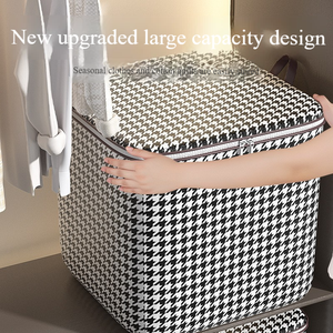 110L Modern Rectangle Bamboo Storage <strong>Box</strong> for Bedroom Quilt and Clothes Foldable <strong>Wardrobe</strong> Blanket Organizer for Home or Car - Product Image 2