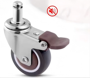 Roda TPR rem ganda berulir, M8x20 <span class=keywords><strong>1.5</strong></span> inci untuk peralatan dapur dan kursi makan dengan roda karet rem - Product Image 4