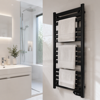 Rak Handuk Elektrik 750W Classic Long Towel Bar, Rak Handuk Panas Dinding Aluminium Mudah Dipasang dengan Timer dan Layar LED