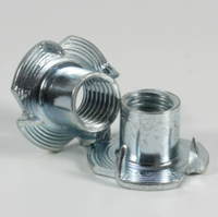 Tuerca en T DIN1624 de 4 Puntas M4 M6, Tuerca de Inserción de Cuatro Garras de Acero Galvanizado con Recubrimiento de Zinc, Clase 4.8, para Muebles y Carpintería
