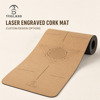 Matras Yoga Yugaland Rapid Recovery Cork Anti Sobek, Alas Karet Alami untuk HIIT Pilates Grosir