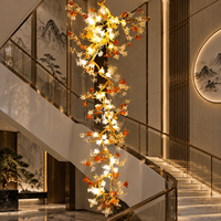 Lustre en verre floral et laiton massif pour hôtel, luminaire suspendu artistique de luxe en forme de branche pour hôtel, villa, décoration lumineuse